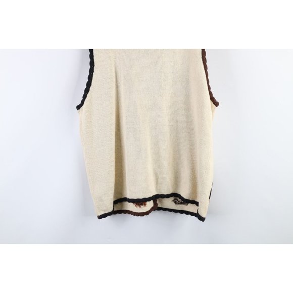 Vintage 90s Streetwear Womens 1X Cat Kitten Knit Button Cardigan Sweater Vest - Picture 10 of 10